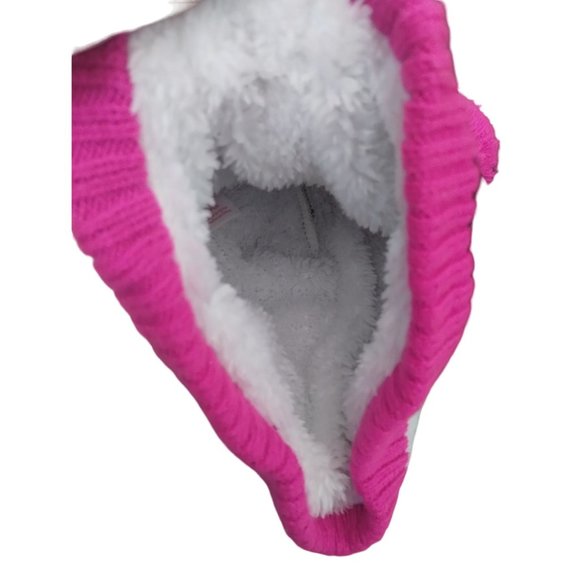 🎂Girly Smiling Penguin Fuzzy Warm Cap Hat Pink Pom Poms - Picture 3 of 4